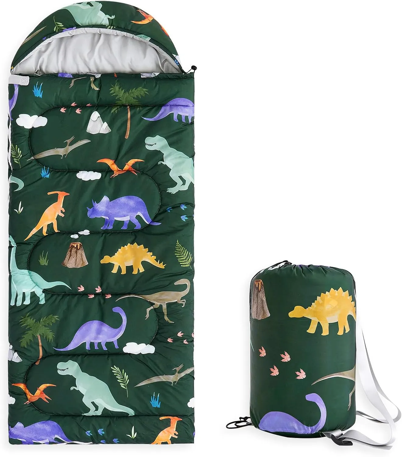 Wake In Cloud - Kids Sleeping Bag for Boys Toddlers, Camping in Warm Cold Weather, Backpacking Lightweight Compact Outdoor Liner for 3 Seasons Summer Spring Fall