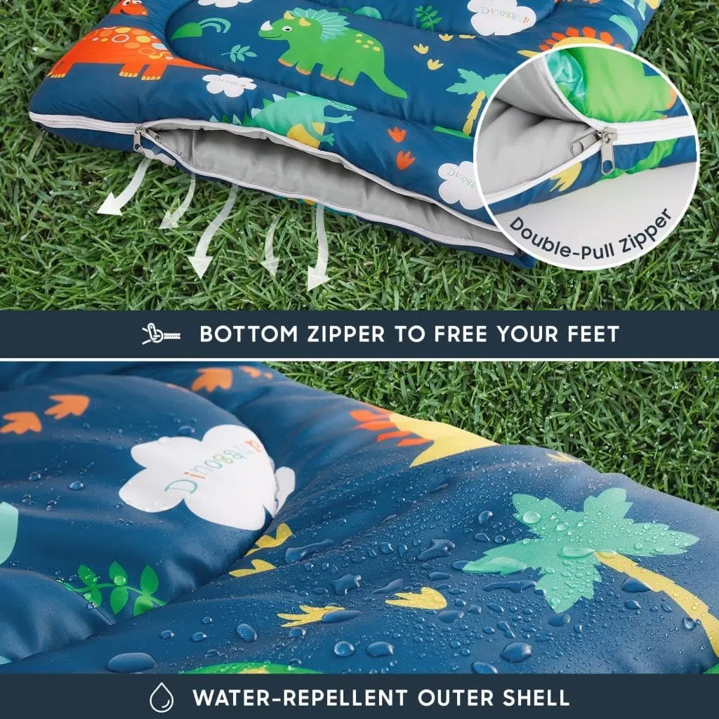 Wake In Cloud - Kids Sleeping Bag for Boys Toddlers, Camping in Warm Cold Weather, Backpacking Lightweight Compact Outdoor Liner for 3 Seasons Summer Spring Fall