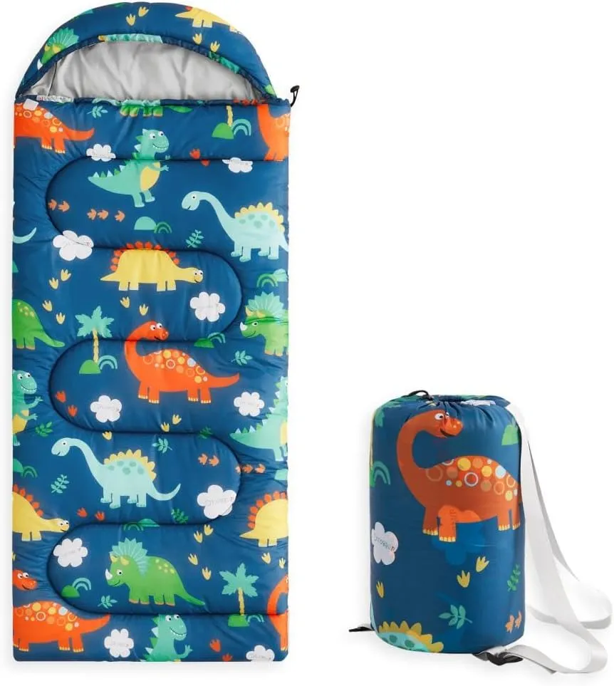Wake In Cloud - Kids Sleeping Bag for Boys Toddlers, Camping in Warm Cold Weather, Backpacking Lightweight Compact Outdoor Liner for 3 Seasons Summer Spring Fall