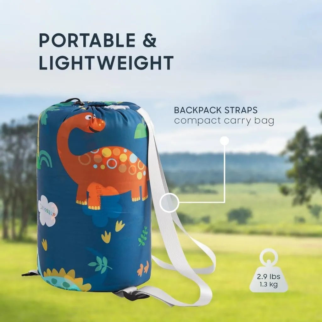 Wake In Cloud - Kids Sleeping Bag for Boys Toddlers, Camping in Warm Cold Weather, Backpacking Lightweight Compact Outdoor Liner for 3 Seasons Summer Spring Fall