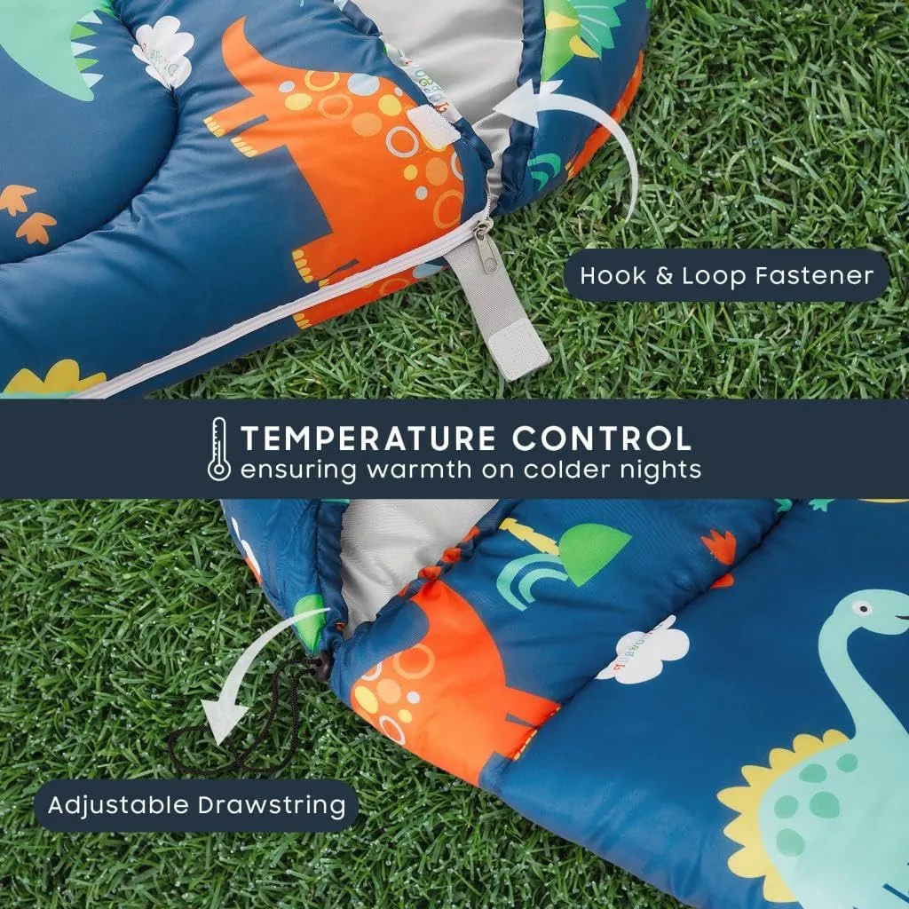 Wake In Cloud - Kids Sleeping Bag for Boys Toddlers, Camping in Warm Cold Weather, Backpacking Lightweight Compact Outdoor Liner for 3 Seasons Summer Spring Fall