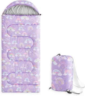 Wake In Cloud - Kids Sleeping Bag for Girls Toddlers, Camping in Warm Cold Weather, Backpacking Lightweight Compact Outdoor Liner for 3 Seasons Summer Spring Fall