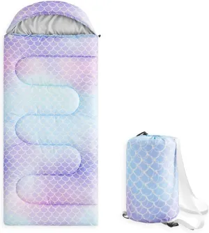 Wake In Cloud - Kids Sleeping Bag for Girls Toddlers, Camping in Warm Cold Weather, Backpacking Lightweight Compact Outdoor Liner for 3 Seasons Summer Spring Fall