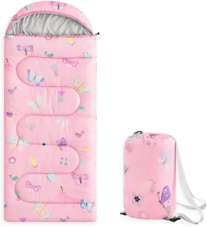 Wake In Cloud - Kids Sleeping Bag for Girls Toddlers, Camping in Warm Cold Weather, Backpacking Lightweight Compact Outdoor Liner for 3 Seasons Summer Spring Fall
