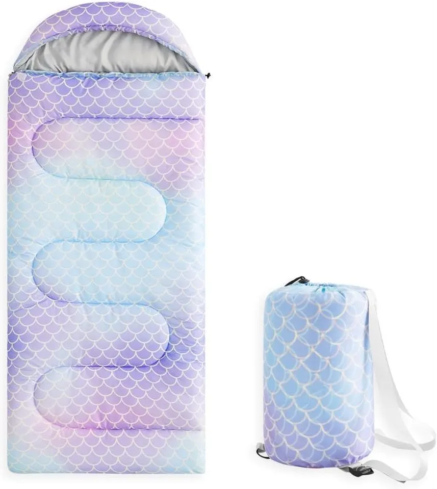 Wake In Cloud - Kids Sleeping Bag for Girls Toddlers, Camping in Warm Cold Weather, Backpacking Lightweight Compact Outdoor Liner for 3 Seasons Summer Spring Fall