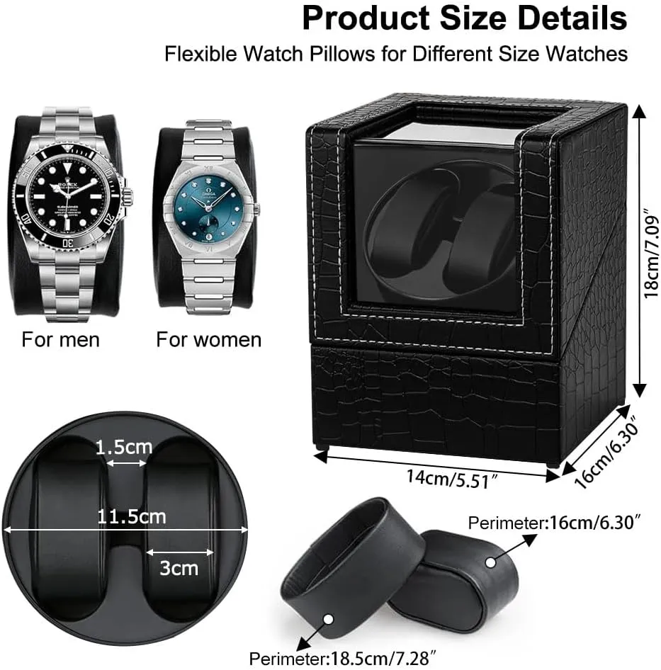 Watch Winder for Automatic Watches,Automatic Watch Winder Box,Double Watch Winder for Women's and Men's Watches with Quiet Japanese Mabuchi Motor