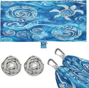 Watercolor Sea Turtle Blue Camping Hammock Single Portable Hammocks 330 lbs Capacity with 2 Tree Straps and Attached Carry Bag,Perfect for Outdoor,Indoor,Beach,Camping,Travel