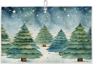 Watercolour Christmas Tree Stars Golf Towel with Heavy Duty Carabiner Ultra Absorbent Quick Dry Perfect for Cleaning Clubs Balls Gear Essential Golf Accessory for Men Women Kids