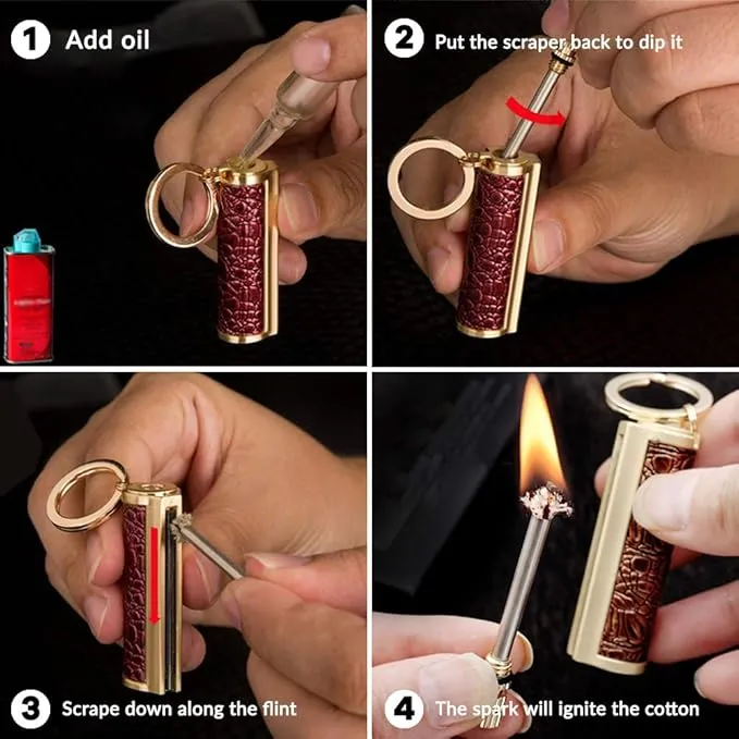 Waterproof Metal Flint Match Fire Starter Keychain Camping Survival Tool