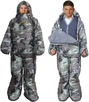 Wearable Sleeping Bag Camouflage 3 Season Sleeping Bag Camping Adults Full Body Sleep Pouch for Camping,Traveling, Hammocks, Hiking, Backpacking, Lounging(XL)