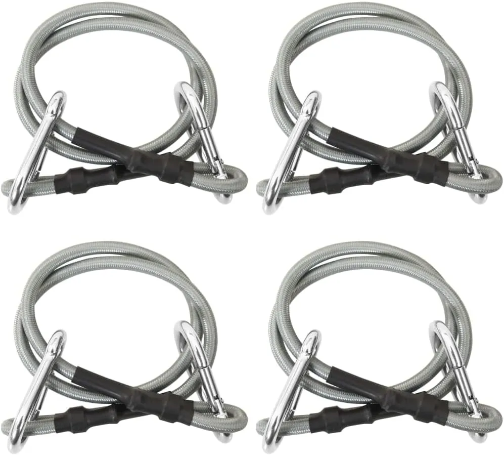 Weather-Resistant Rubber Ropes with Carabiner Set for Outdoor Use, 27.6 inches, 4 Pieces