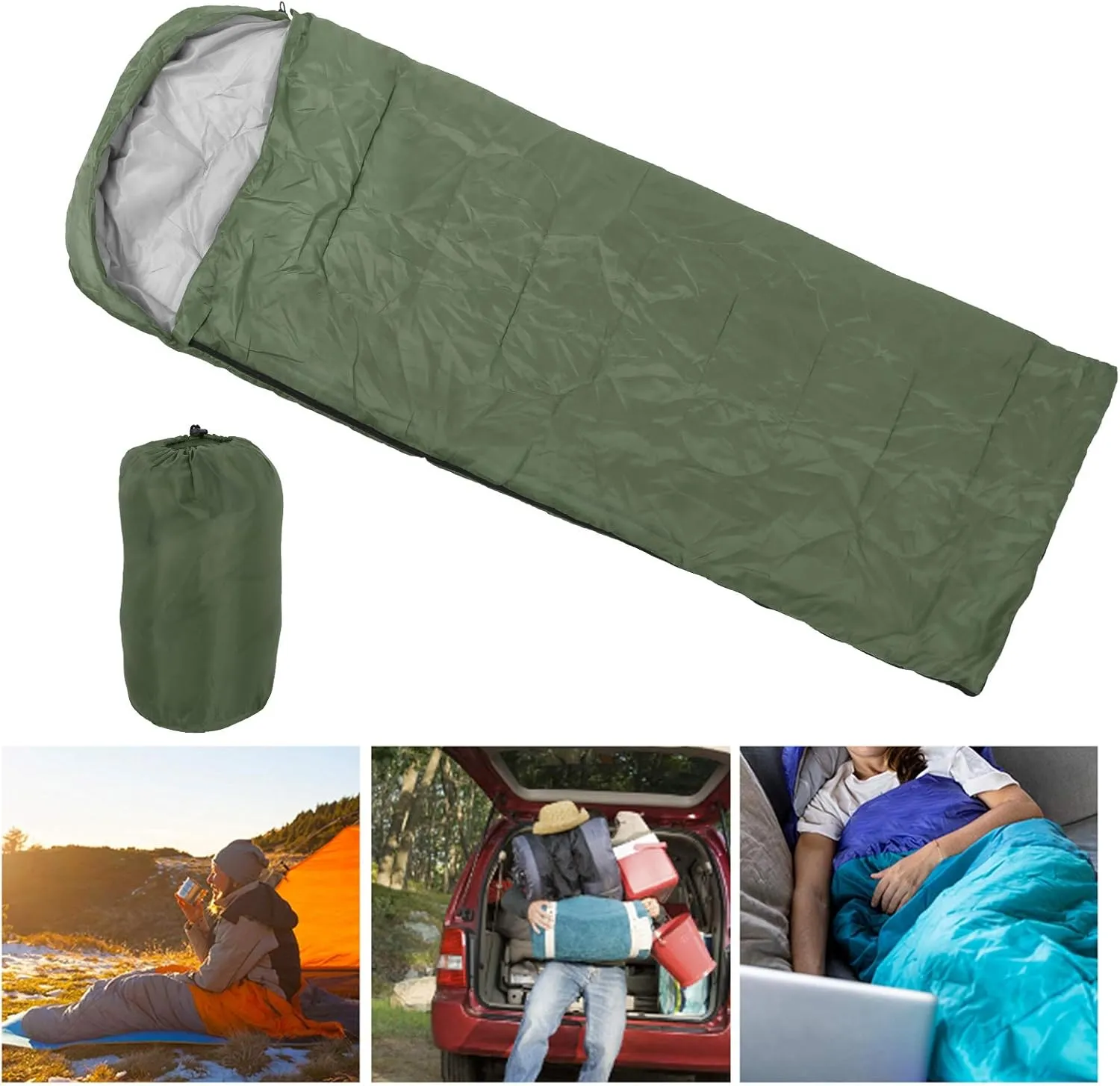 Weatherproof Envelope Sleeping Bag for Adults | Hooded Camping Sleeping Bag for Hiking/Backpacking/Outdoor | Hollow Cotton Filling, Double Zipper Design