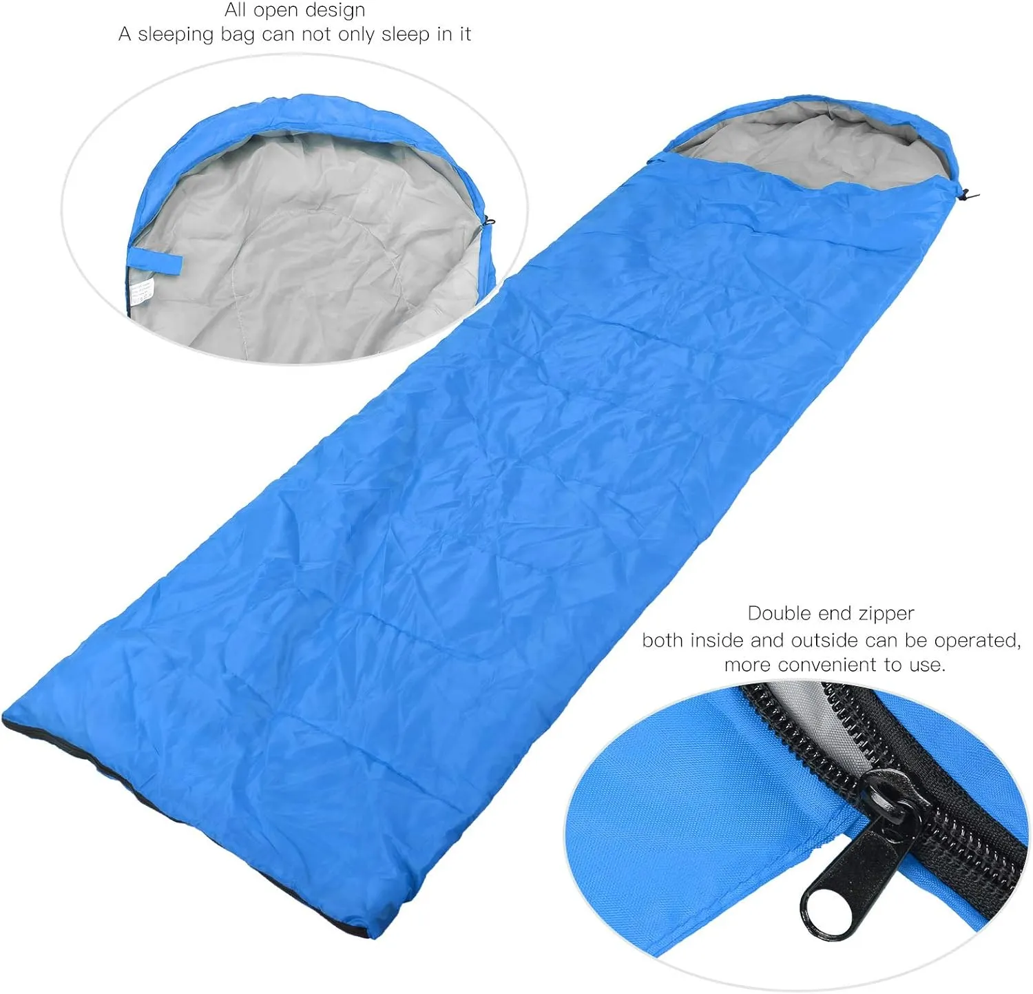 Weatherproof Envelope Sleeping Bag for Adults | Hooded Camping Sleeping Bag for Hiking/Backpacking/Outdoor | Hollow Cotton Filling, Double Zipper Design