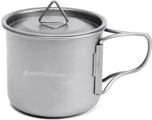 Whitsunday Titanium Pot with Lid Ultralight Titanium Mug Eco-Friendly Cup -L