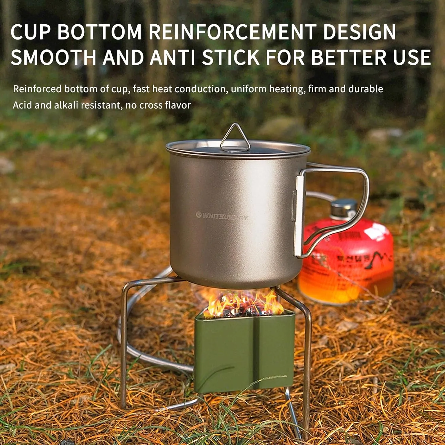 Whitsunday Titanium Pot with Lid Ultralight Titanium Mug Eco-Friendly Cup -L
