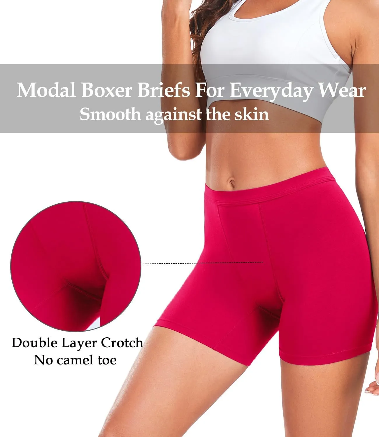wirarpa Women's Modal Boy Shorts Panties Soft Microfiber Boxer Briefs Underwear 4 Pack