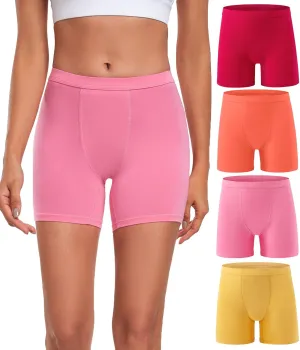 wirarpa Women's Modal Boy Shorts Panties Soft Microfiber Boxer Briefs Underwear 4 Pack