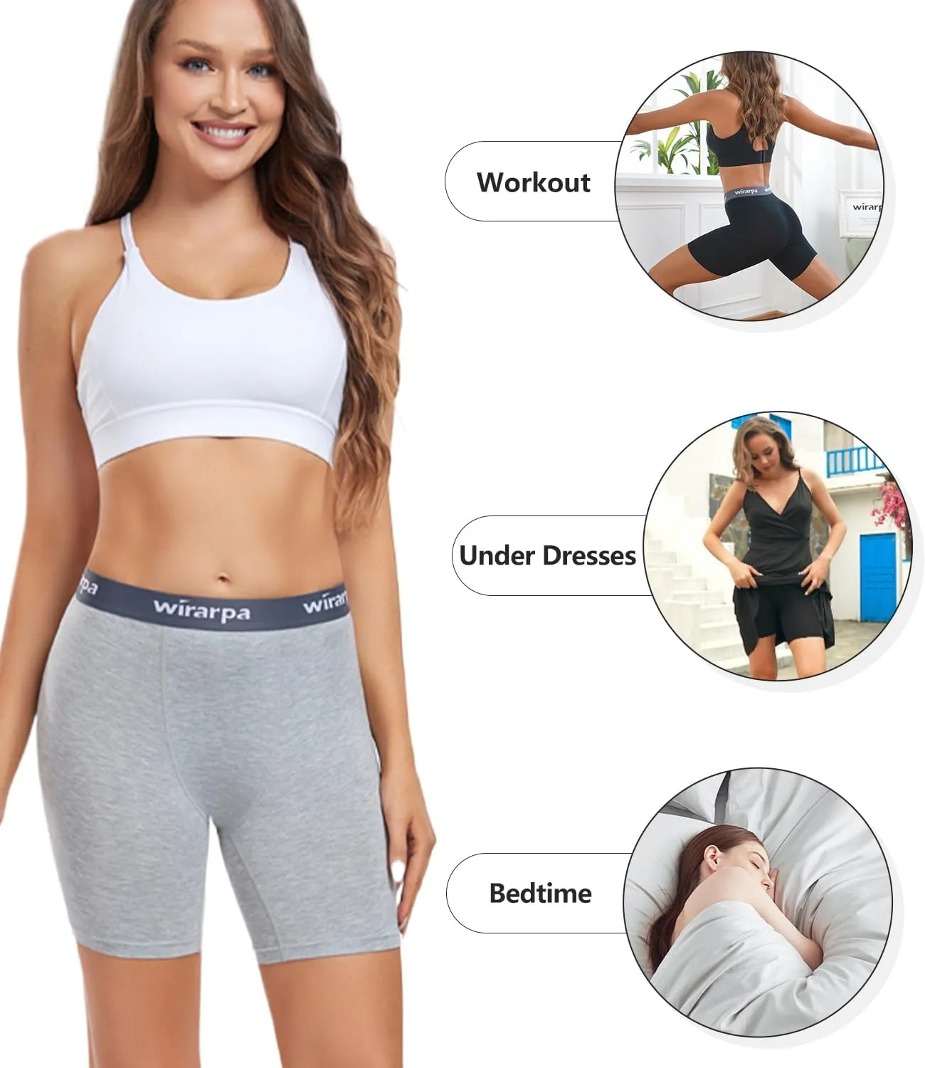 wirarpa Women's Underwear Modal Boxer Briefs Anti Chafing Boyshorts Panties with Crotch 4 Pack