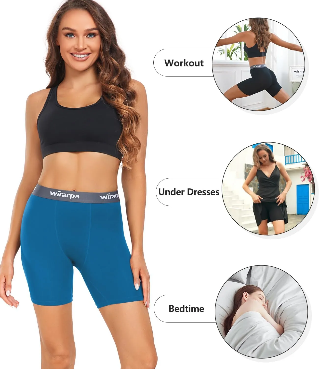 wirarpa Women's Underwear Modal Boxer Briefs Anti Chafing Boyshorts Panties with Crotch 4 Pack