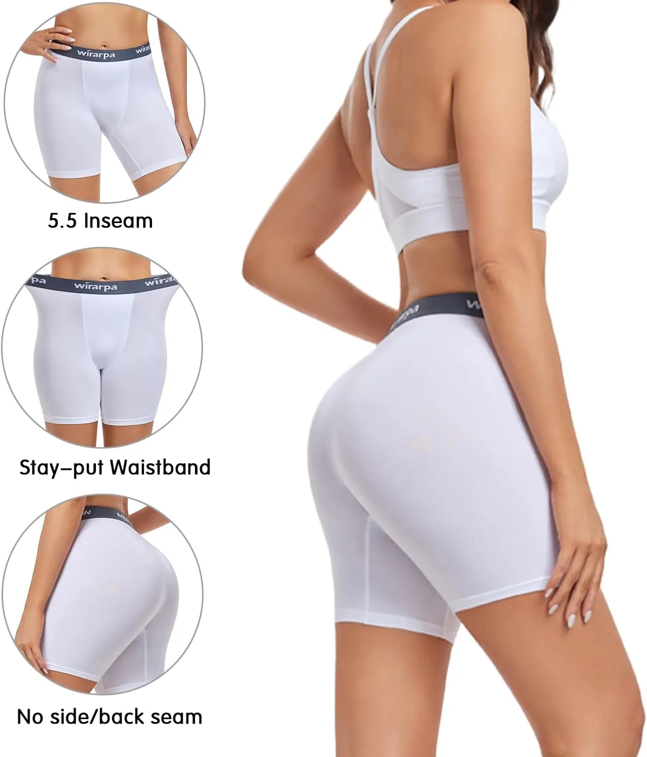 wirarpa Women's Underwear Modal Boxer Briefs Anti Chafing Boyshorts Panties with Crotch 4 Pack