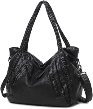 Women Handbag Hobo Purse Large Capacity Soft Leather Shoulder Bag Top-Handle Tote Satchel