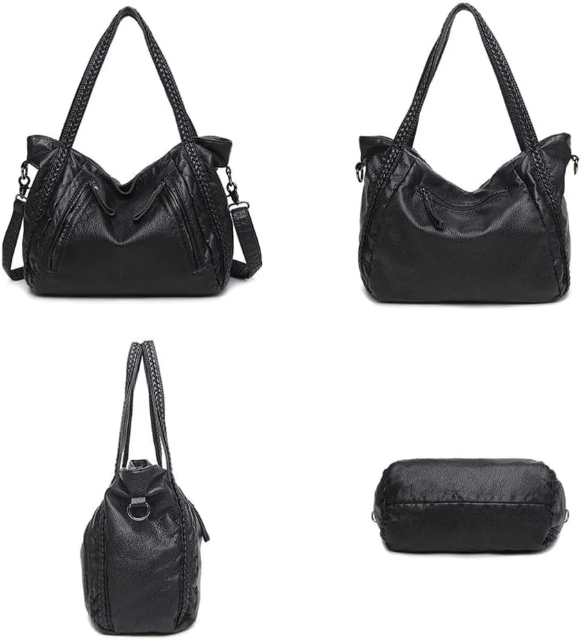 Women Handbag Hobo Purse Large Capacity Soft Leather Shoulder Bag Top-Handle Tote Satchel
