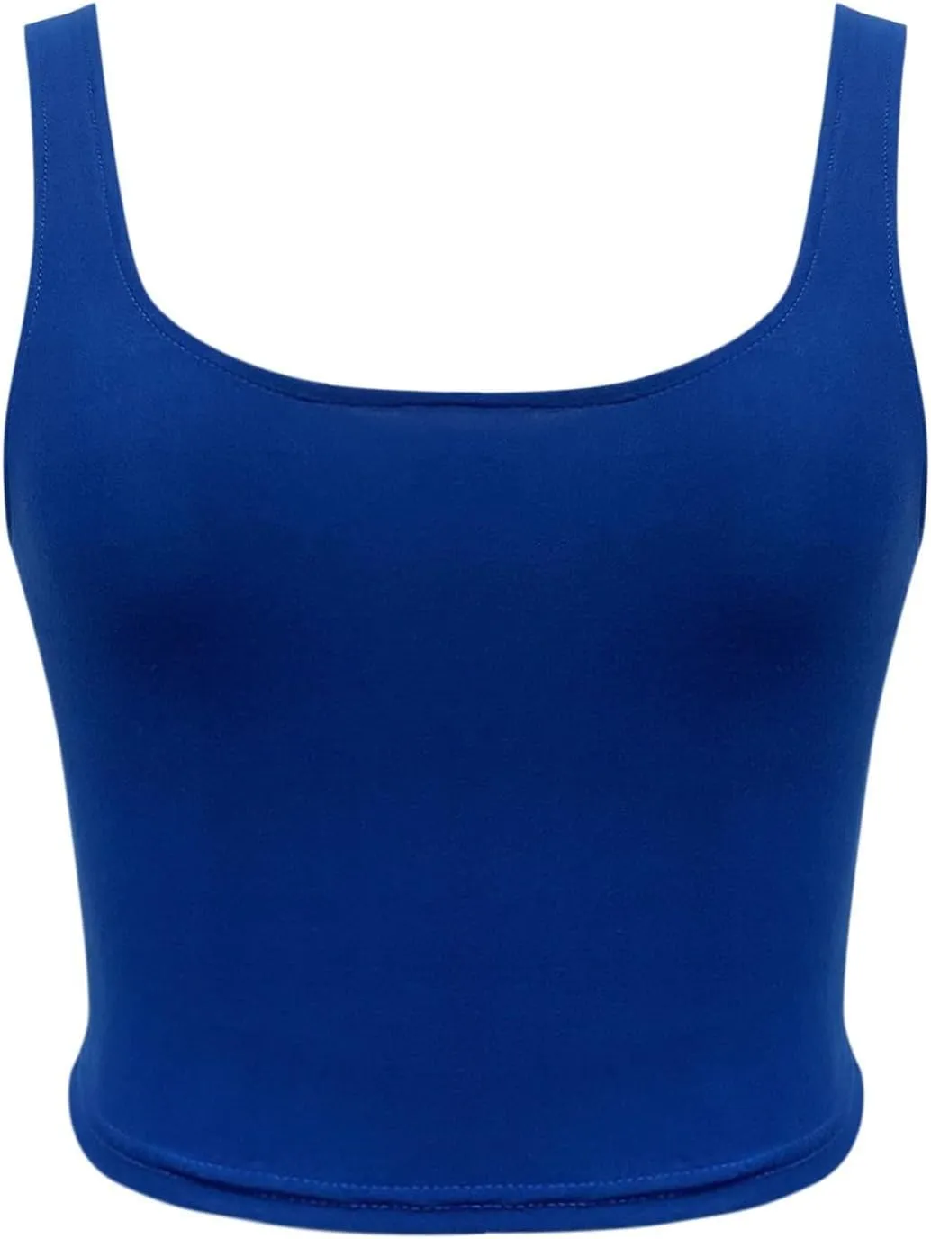 Women Sleeveless Vest Square Neck Double Layer Fitness Casual Short Top Vest N
