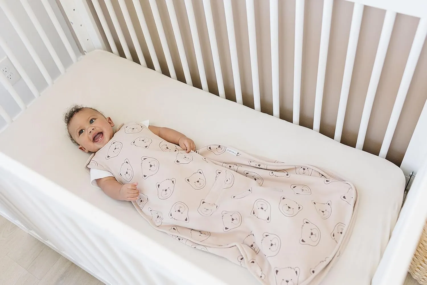 Woolino Merino Wool and Organic Cotton Ultimate Baby Sleep Sack - 4 Season Baby Wearable Blanket - Two-Way Zipper Adjustable Sleeping Bag - Universal Size (2-24 Months) - Teddy Bear
