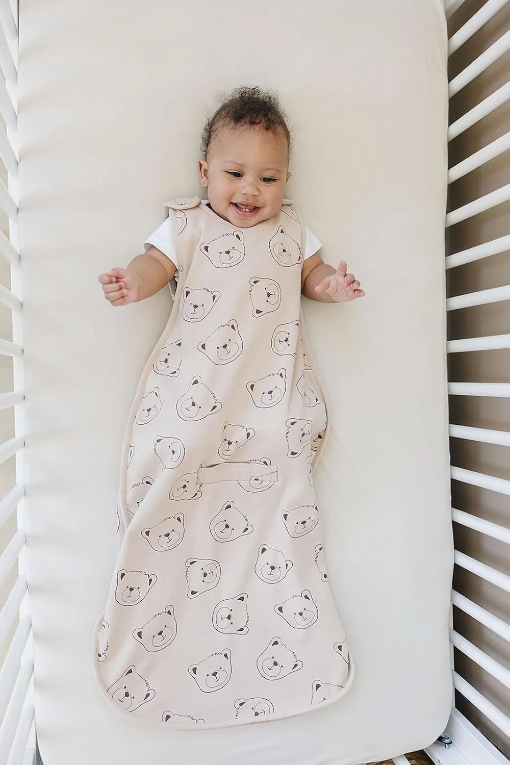 Woolino Merino Wool and Organic Cotton Ultimate Baby Sleep Sack - 4 Season Baby Wearable Blanket - Two-Way Zipper Adjustable Sleeping Bag - Universal Size (2-24 Months) - Teddy Bear