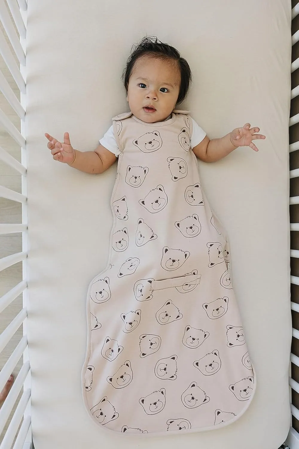 Woolino Merino Wool and Organic Cotton Ultimate Baby Sleep Sack - 4 Season Baby Wearable Blanket - Two-Way Zipper Adjustable Sleeping Bag - Universal Size (2-24 Months) - Teddy Bear