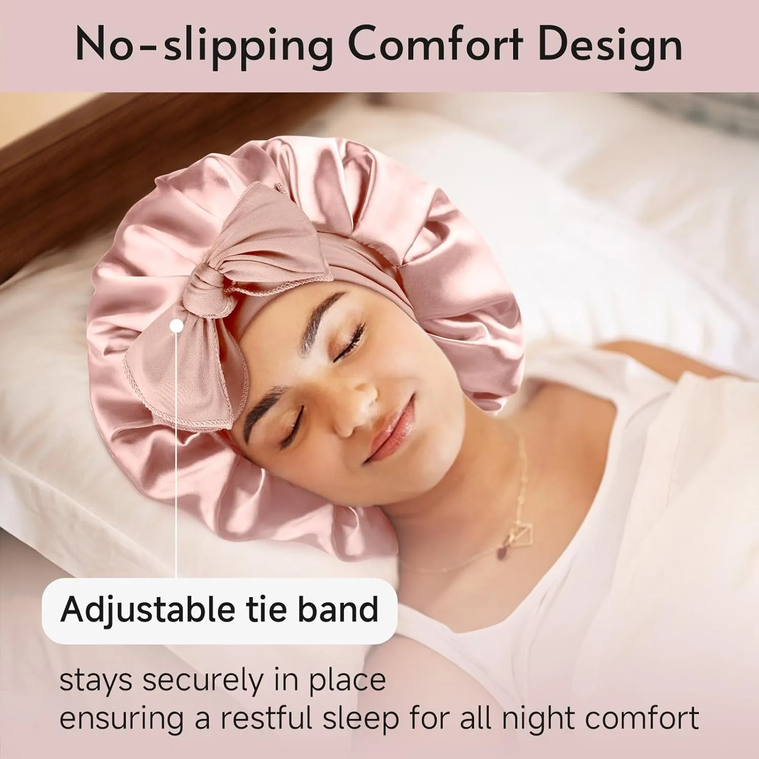 Yanideer 3 pcs Satin Bonnet Silk Bonnet for Sleeping Double Layer Satin Lined Hair Bonnet with Tie Band for Women Curly Hair