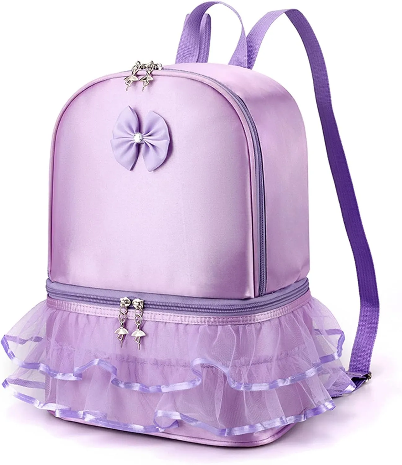 Yitengteng Ballet Backpack for Little Girls - Ballerina Toddler Gymnastics Latin Dance Yoga Storage Bag with Separate Shoe Compartment (Purple)