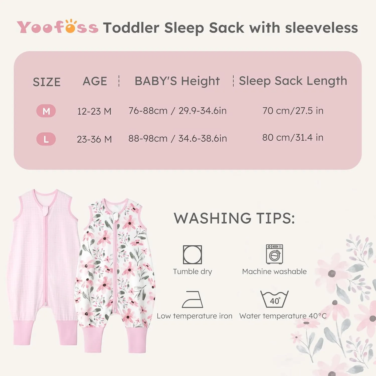 Yoofoss Toddler Sleep Sack with Feet 2 Pack