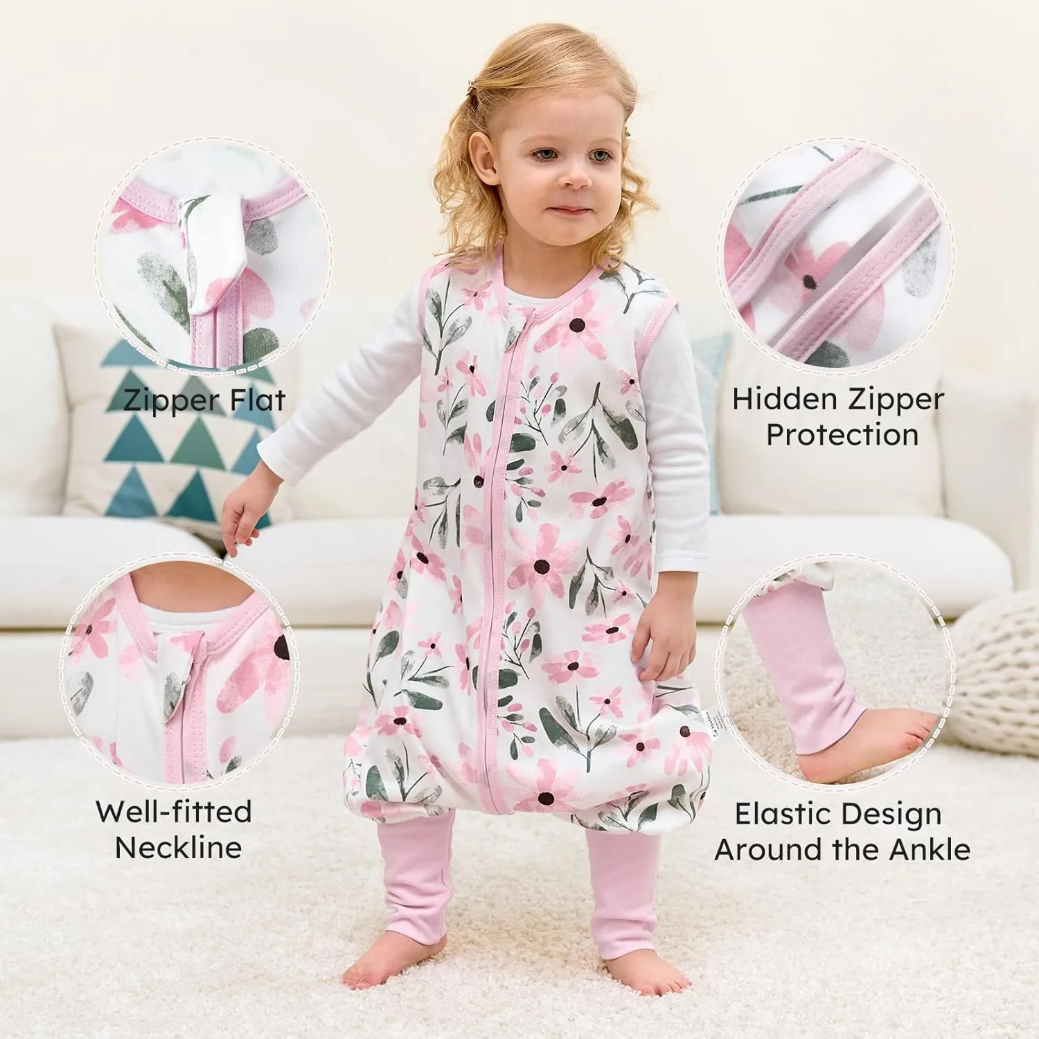 Yoofoss Toddler Sleep Sack with Feet 2 Pack
