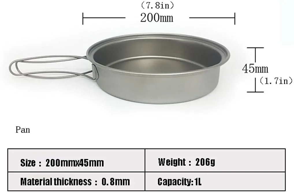 YYDS Outdoor Camping Outdoors Cooking Equipment Camp Accessories Titanium Frying Pan Lightweight Pan Portable Camping Cooker for Hiking Fishing Adventures Picnics (Size : Pan)