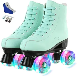 YYW Roller Skates for Women Men, High Top PU Leather Classic Double-Row, Indoor Outdoor, Beginner Shoes Bag