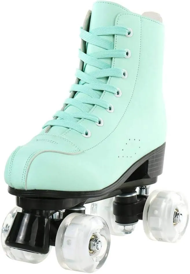 YYW Roller Skates for Women Men, High Top PU Leather Classic Double-Row, Indoor Outdoor, Beginner Shoes Bag