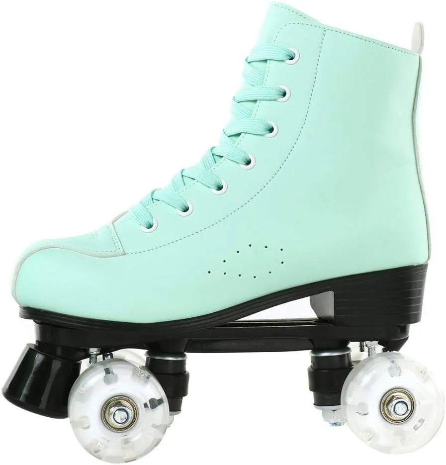 YYW Roller Skates for Women Men, High Top PU Leather Classic Double-Row, Indoor Outdoor, Beginner Shoes Bag