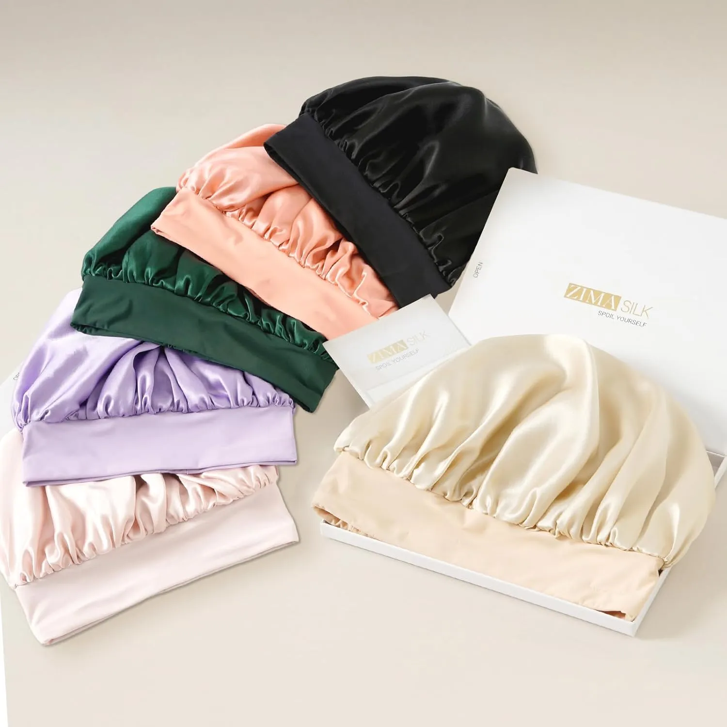 ZIMASILK Adjustable 100% Mulberry Silk Bonnet for Sleeping Women with Button Strap – Double Layer Silk Hair Bonnet, Luxury Night Cap for Hair & Skin Care (1Pc, Black)